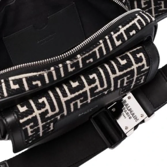 NEW Authentic Balmain Black White City All-Over Belt Bag Waist Bag - Picture 9 of 10